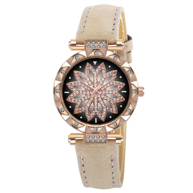 Starry Sky Leather Strap Watch for Women