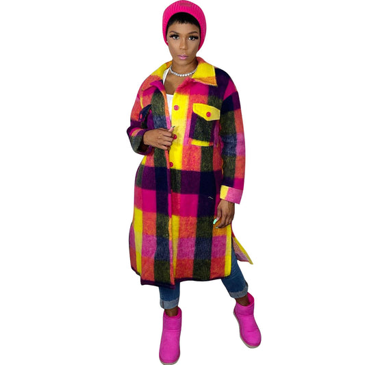 Harajuku Style Plaid Long Sleeve Shirt Jacket