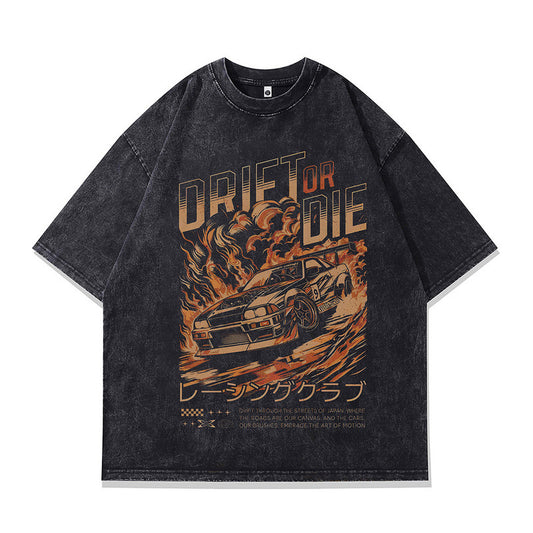 Unisex Retro Racing Sleeve T-Shirt - Harajuku Style