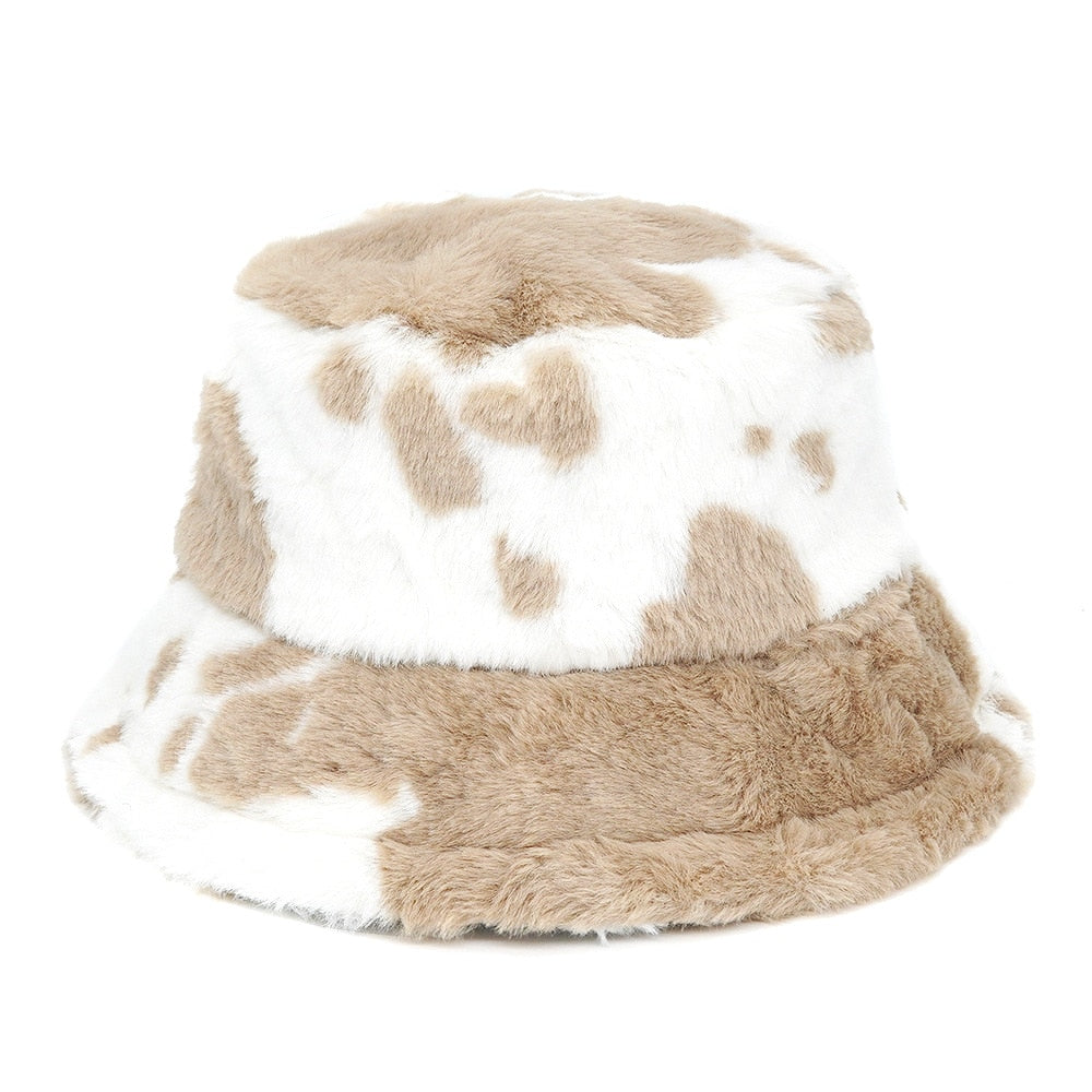 Camouflage Faux Fur Bucket Hat - Warm & Stylish Fisherman Hat