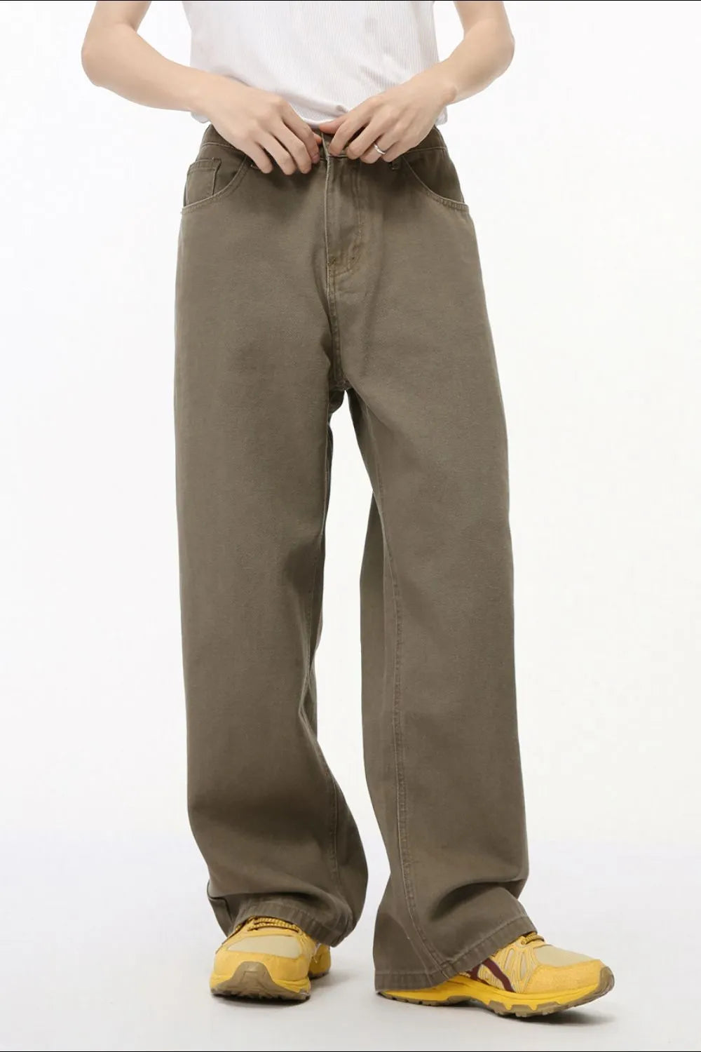 Harajuku Straight-Leg Jeans with Elastic Waistband