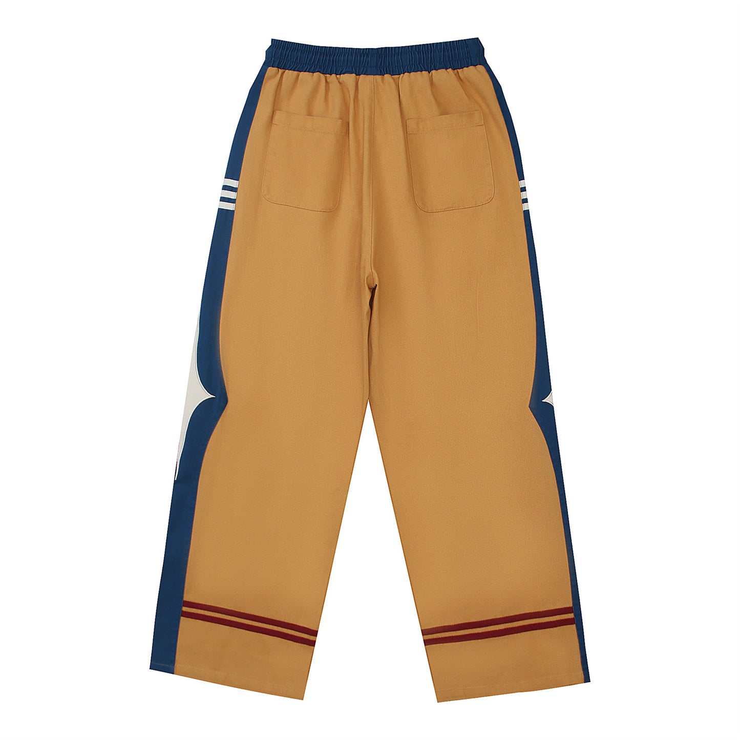 Fun Cartoon Embroidery Color Block Drawstring Casual Pants