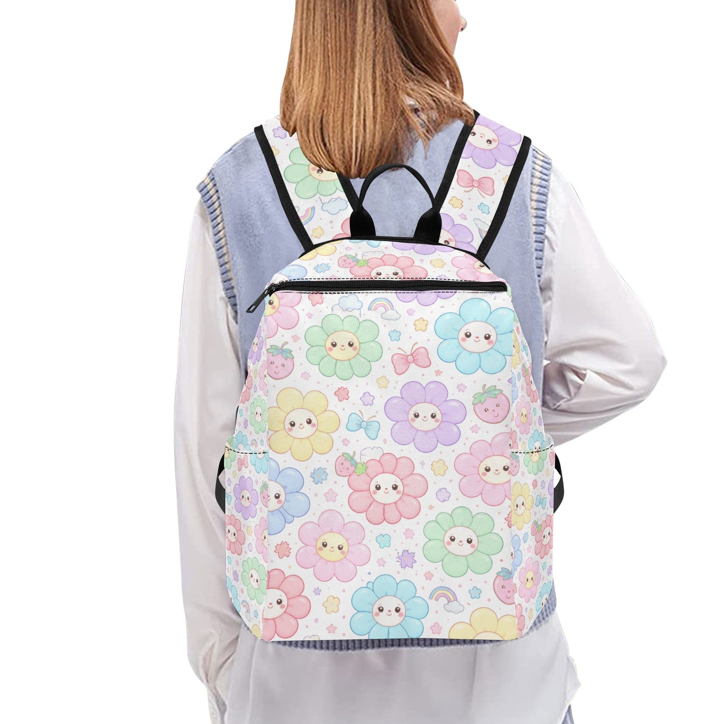 Pastel Harajuku Floral Pattern Lightweight Casual Backpack