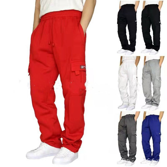 Harajuku Style Casual Pants with Plush Cuffs and Pockets
