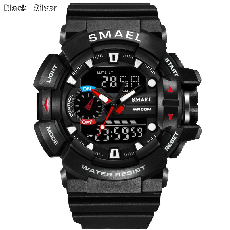 Men's Military Sports Watch - Dual Display Waterproof LED