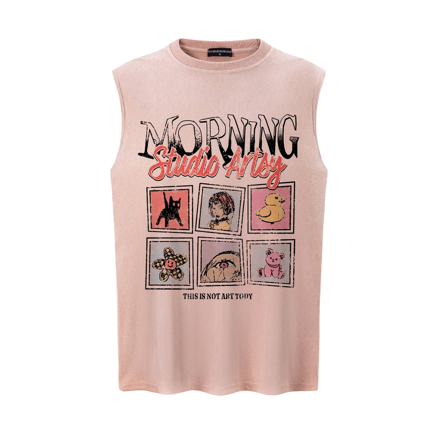 Cartoon Collage Printed Vest — Harajuku Street Style Vest