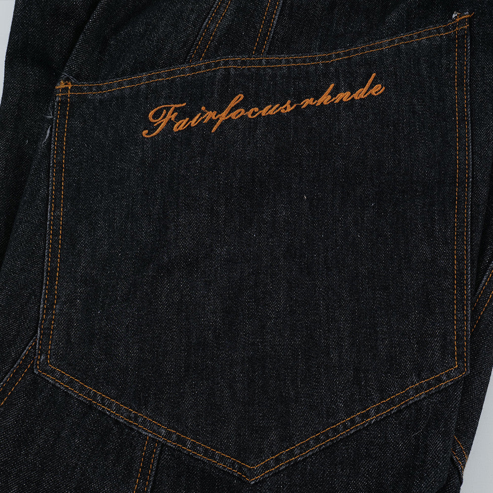 Harajuku Arc Moon Knife Denim Pants for Men