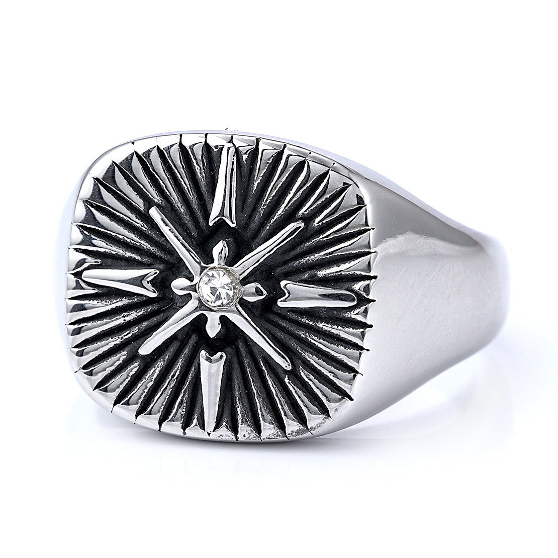 Men's Viking Compass Ring - Nordic Navigator Style