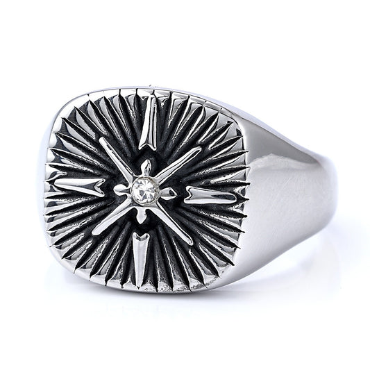 Men's Viking Compass Ring - Nordic Navigator Style