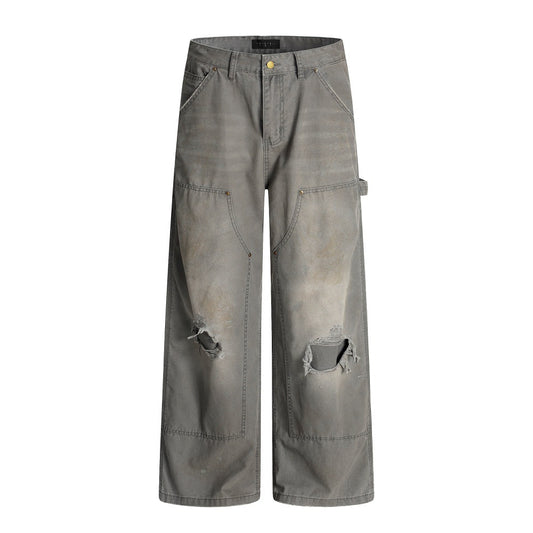 Harajuku Distressed Vintage Denim Trousers for Men