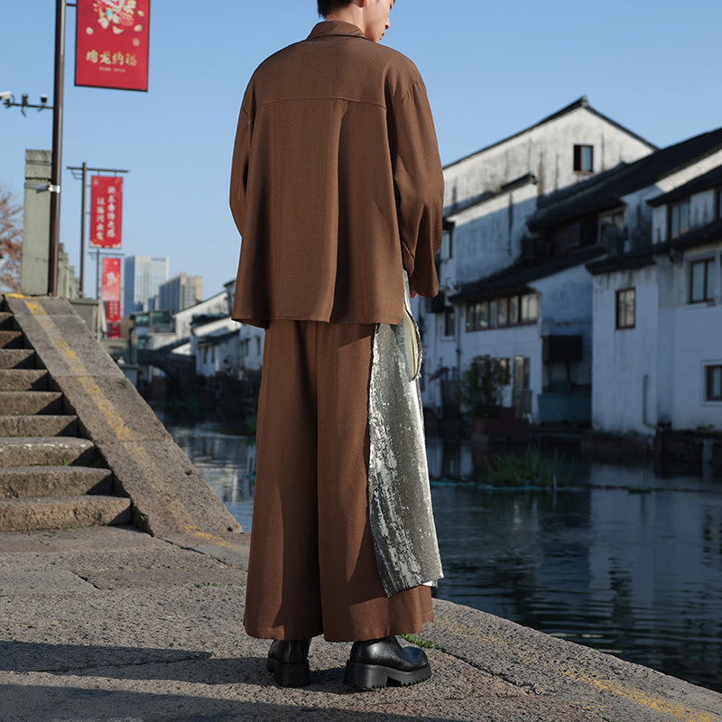 Harajuku Style Tie Dye Irregular Splicing Shirt & Pants Set