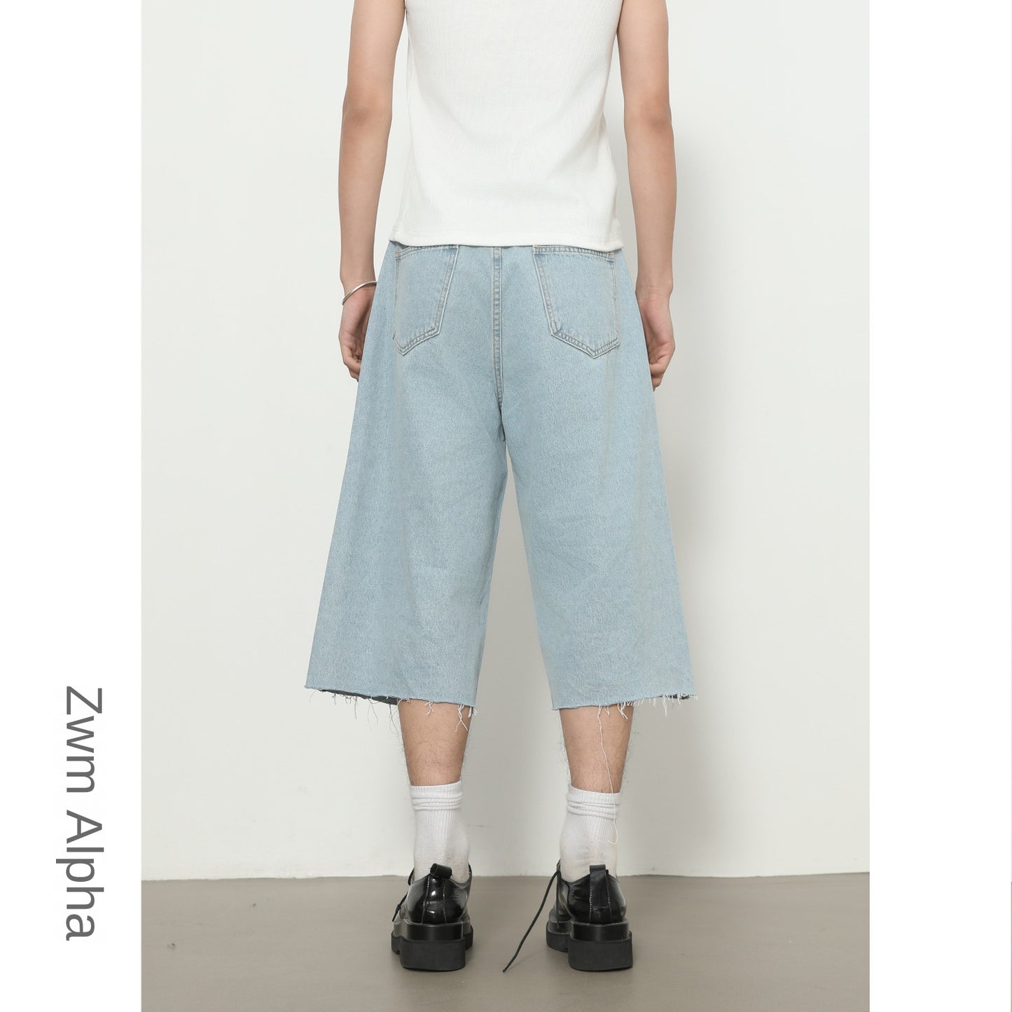 Harajuku Style Loose Wide-Leg Seven-Quarter Jeans