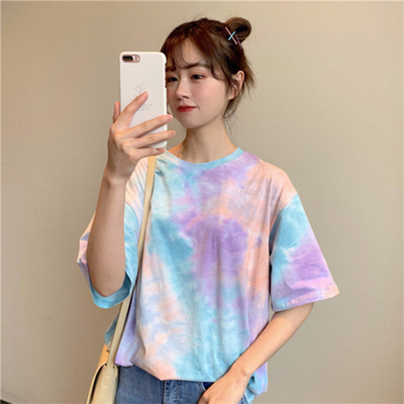 Casual Vintage Rainbow Faded Short Sleeve T-Shirt