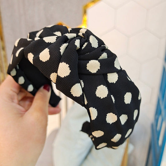 High-End Wide-Brimmed Polka Dot Face Wash Headband