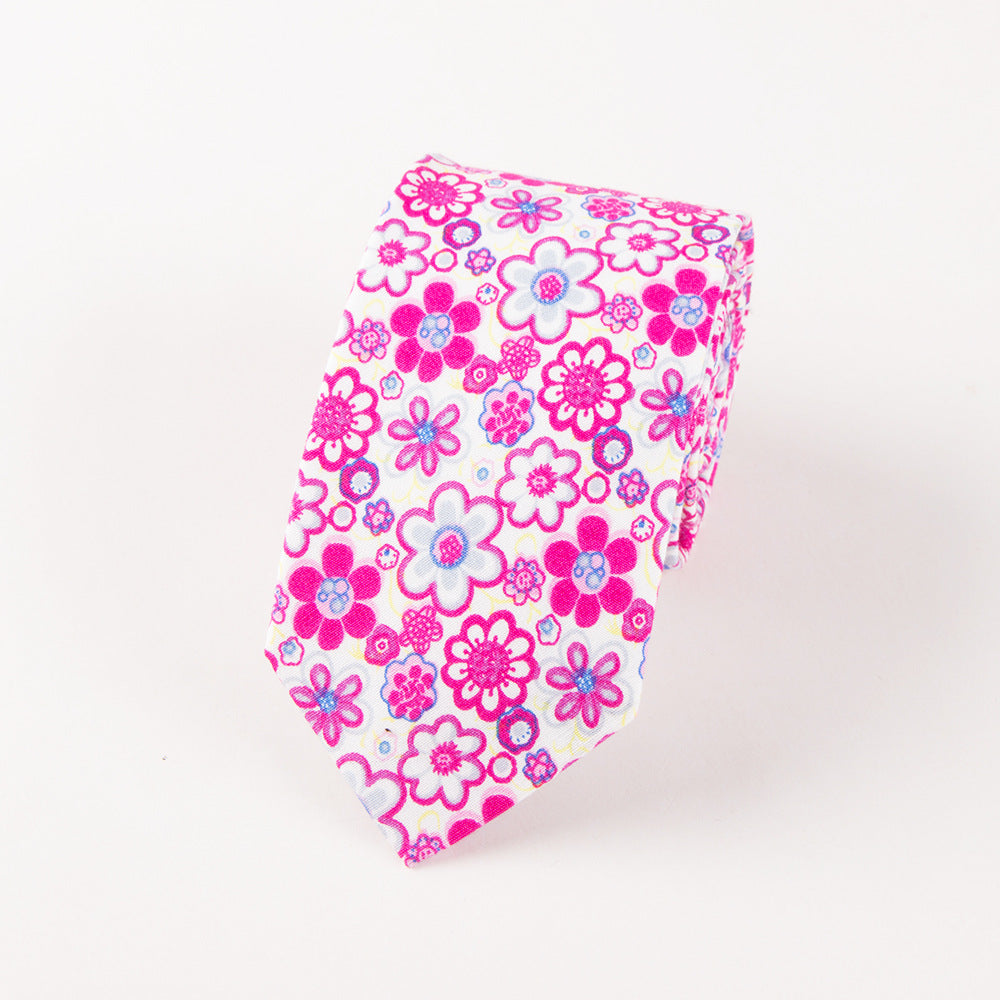 Men's Cotton Floral Print Wedding Tie