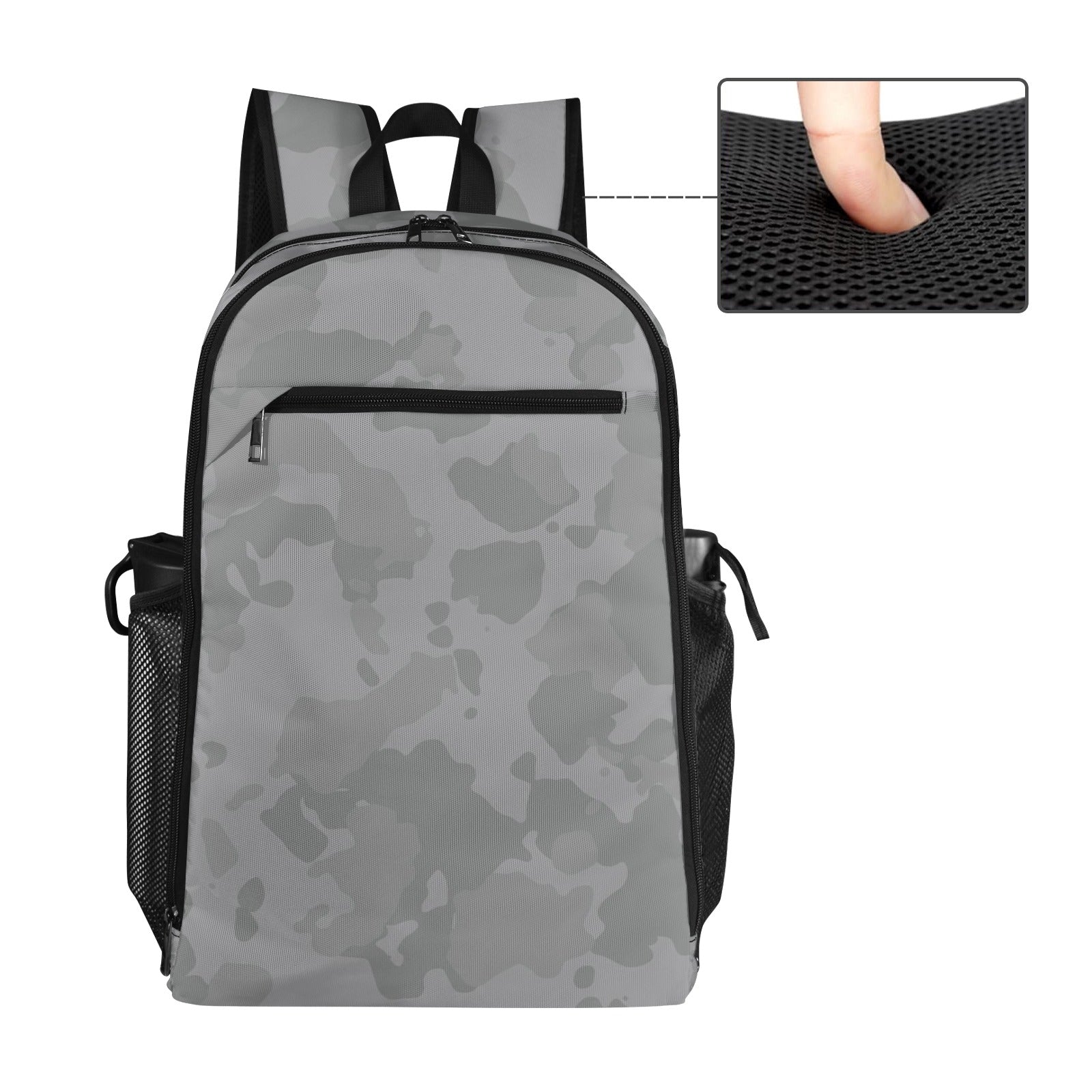 Gray Camo All Over Print Leisure Sports Backpack
