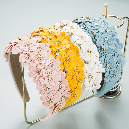 Colorful Floral Headdress Glass Diamond Headband