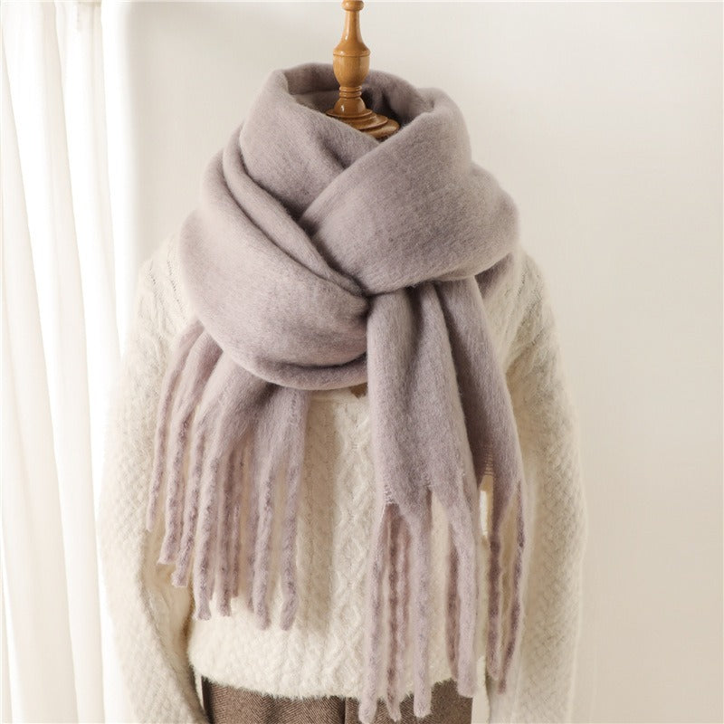 Versatile Mohair Scarf with Tassels for Harajuku Style