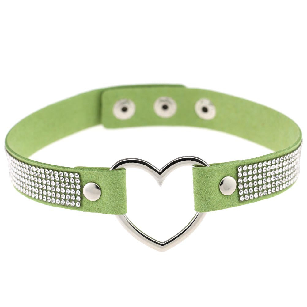 Harajuku Soft Girl Rhinestone Heart Collar Necklace