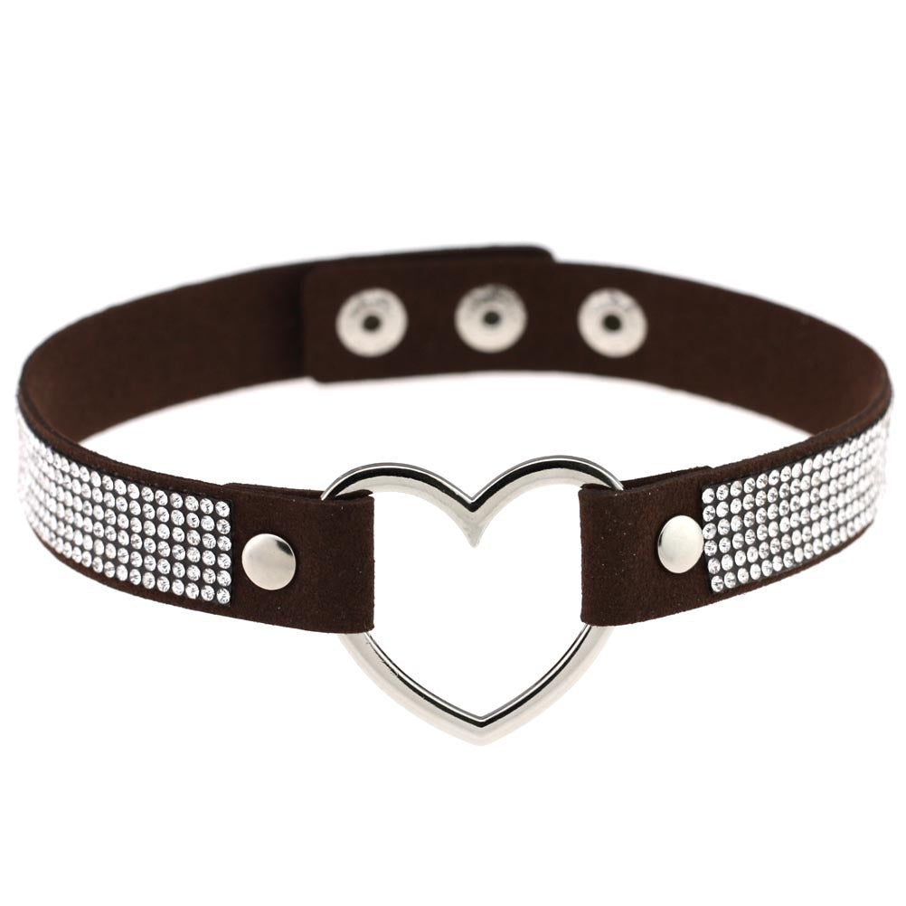 Harajuku Soft Girl Rhinestone Heart Collar Necklace