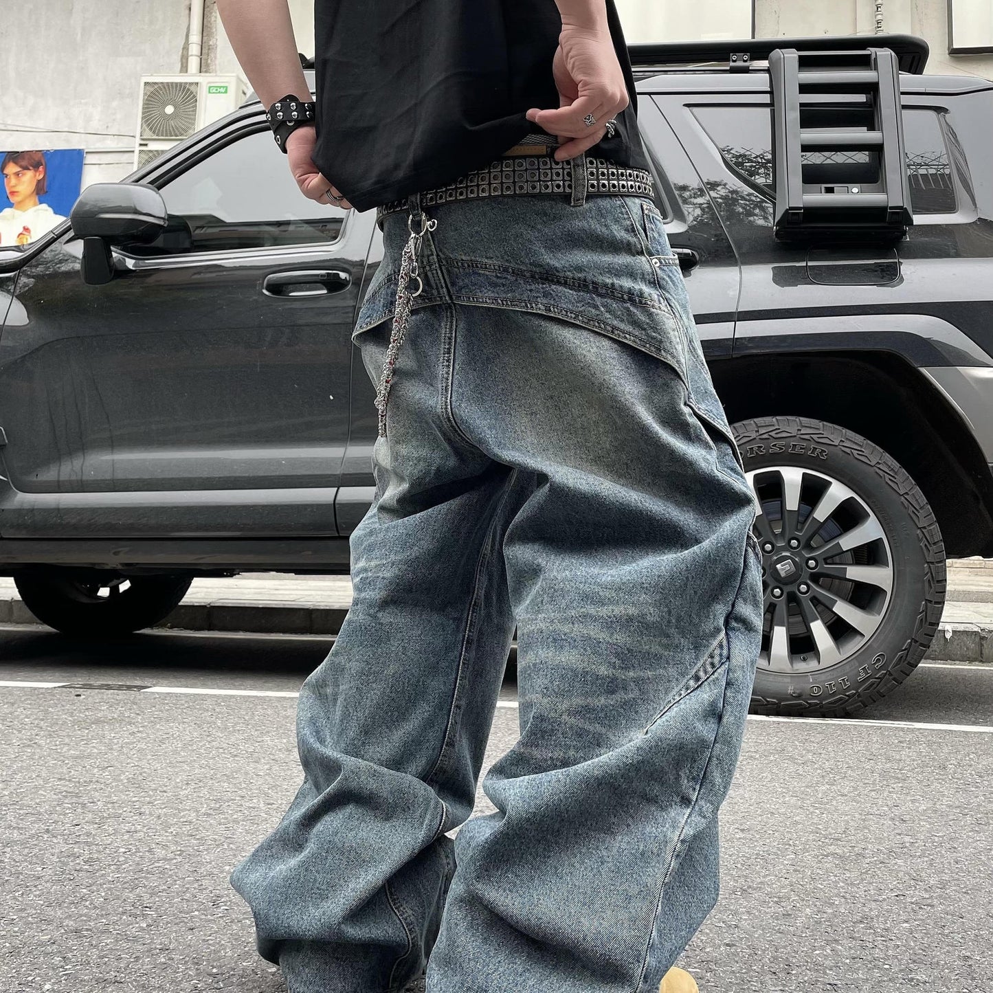 Loose Straight Leg Wide Leg Curved Knife Pants