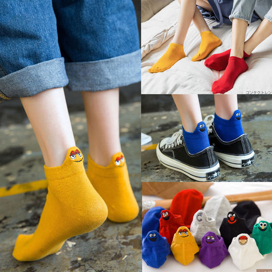 Playful Candy Color Ankle Socks for Women