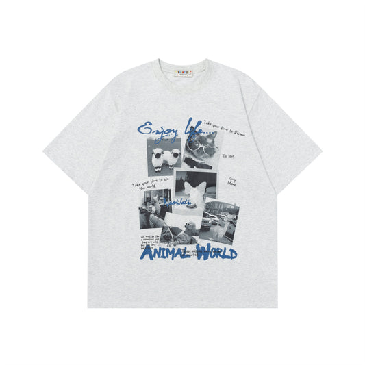 Retro Vintage Photo Print Short Sleeve T-Shirt for Men