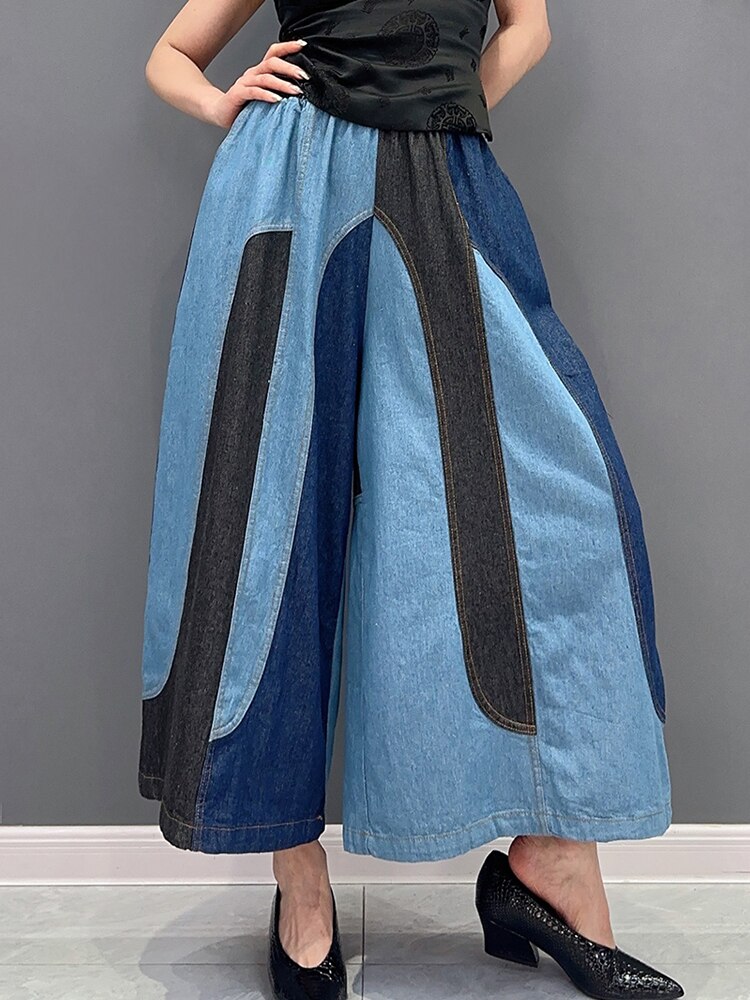 Harajuku Style Patchwork Wide Leg Pants