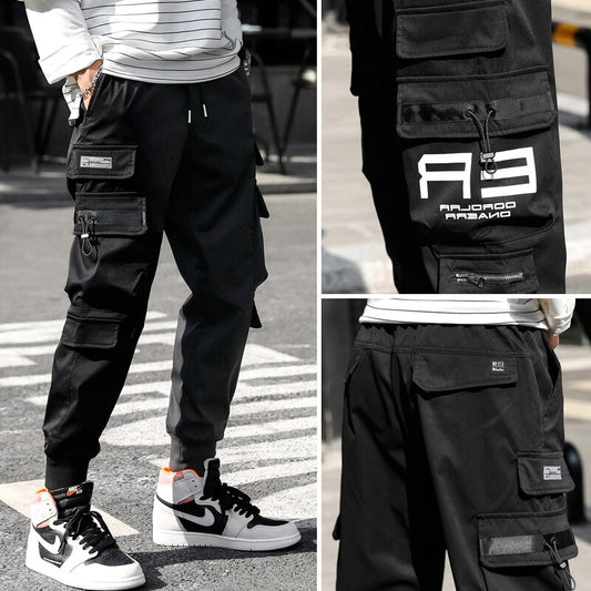 HIQOR Harajuku Multi Pocket Cargo Pants - Hip Hop Streetwear