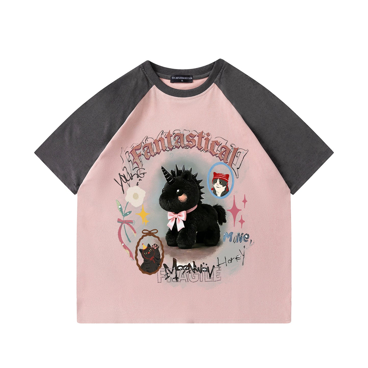 Unicorn Printed Short Sleeved Shirt — Harajuku Style Loose Cotton Blend Tee