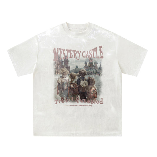 Hip-Hop Design Printed Suede T-Shirt - Harajuku Style