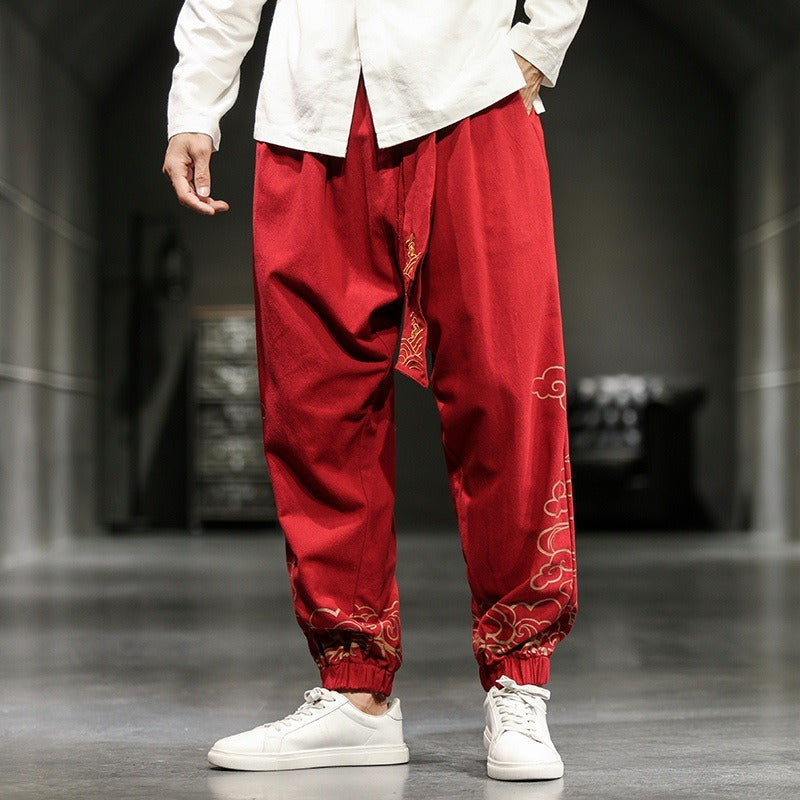 Playful Harajuku Style Minimalist Printed Lantern Pants