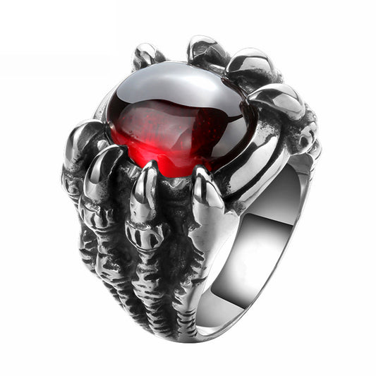 Red Black Opal Dragon Claw Ring