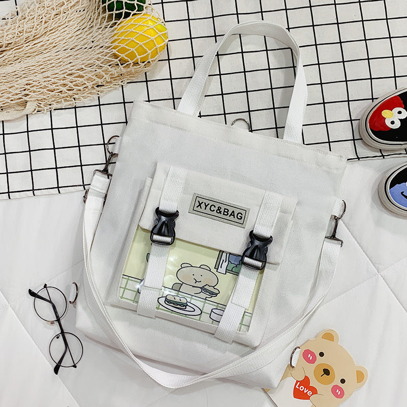 Harajuku Style Transparent Canvas Messenger Bag