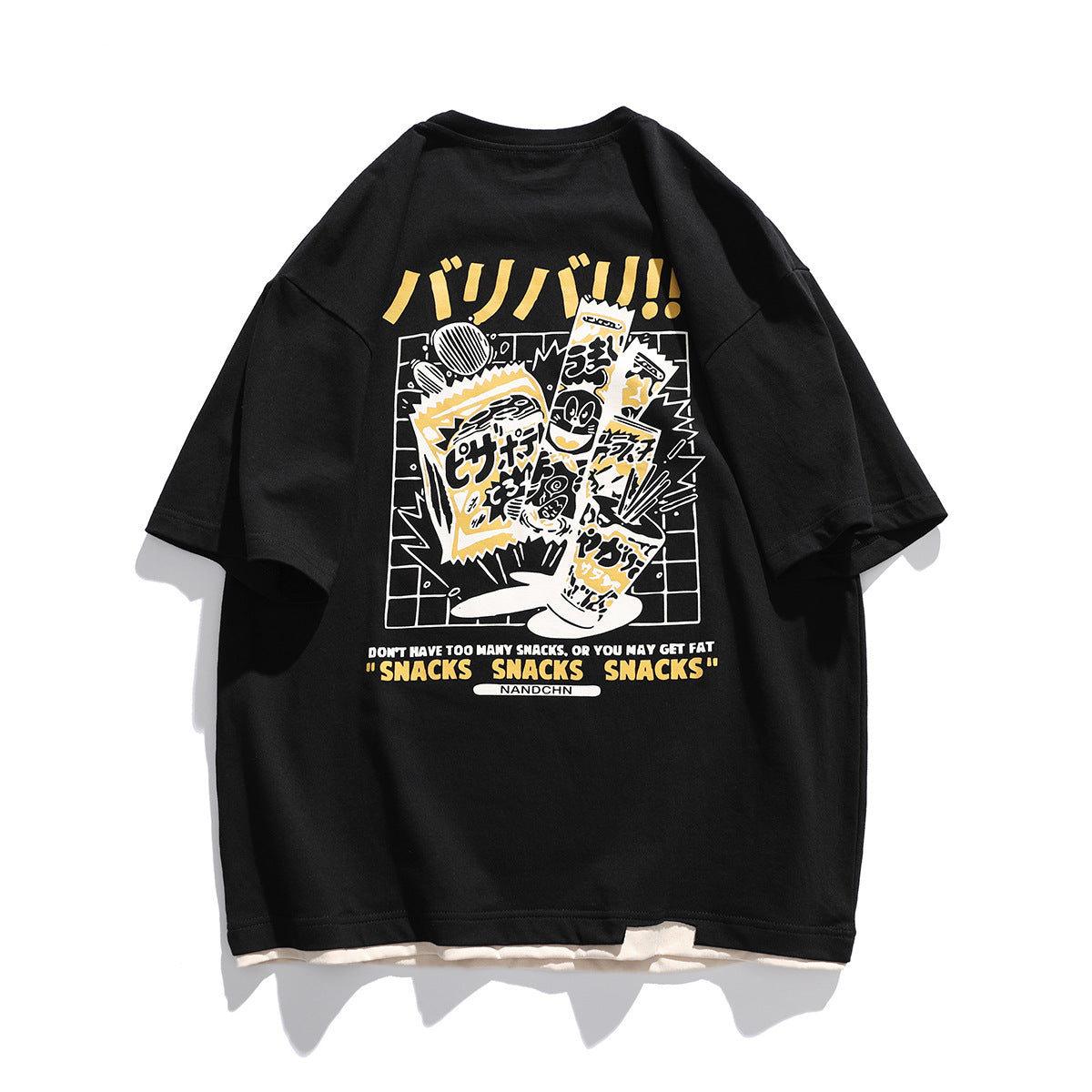 Men's Loose Fit Short Sleeved T-Shirt with Fake Two-and-a-Half Sleeves
