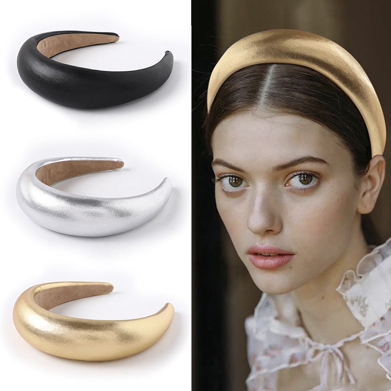 Women PU Padded Wide Sponge Headband