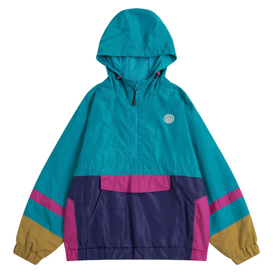 Color Block Hooded Pullover Jacket - Harajuku Style