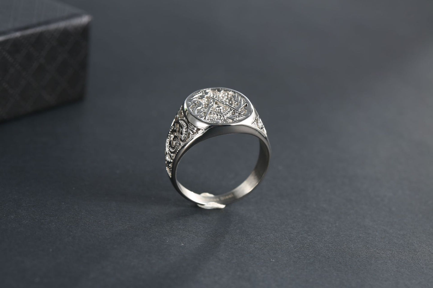 Punk Geometric Round Head Stainless Steel Ring