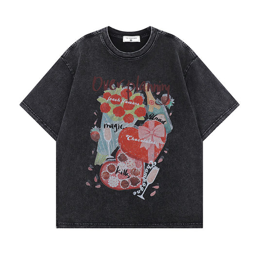 Harajuku Style Men's Loose Fit Cartoon Tee