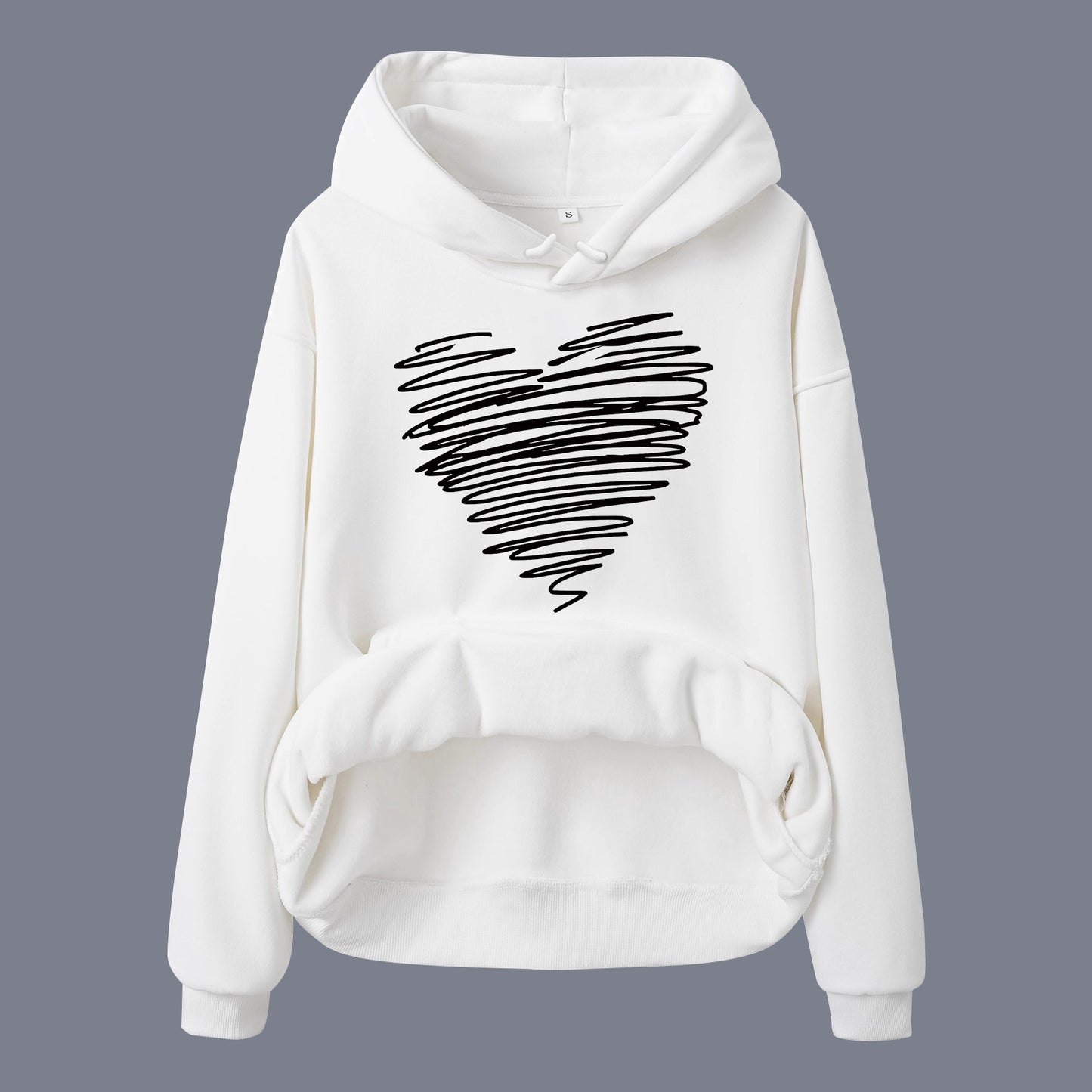 Hoodie with Heart-Shaped Pattern