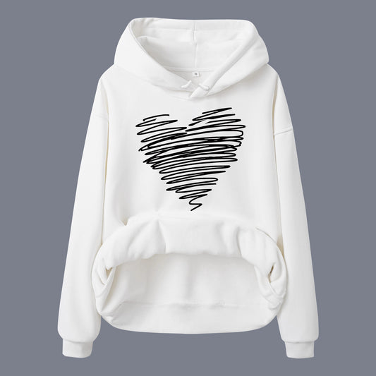 Hoodie with Heart-Shaped Pattern