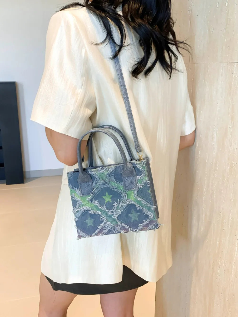 Raw Edge Plaid Shoulder Bag - Harajuku Style