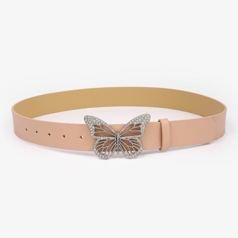 Harajuku Butterfly Water Diamond Buckle Belt