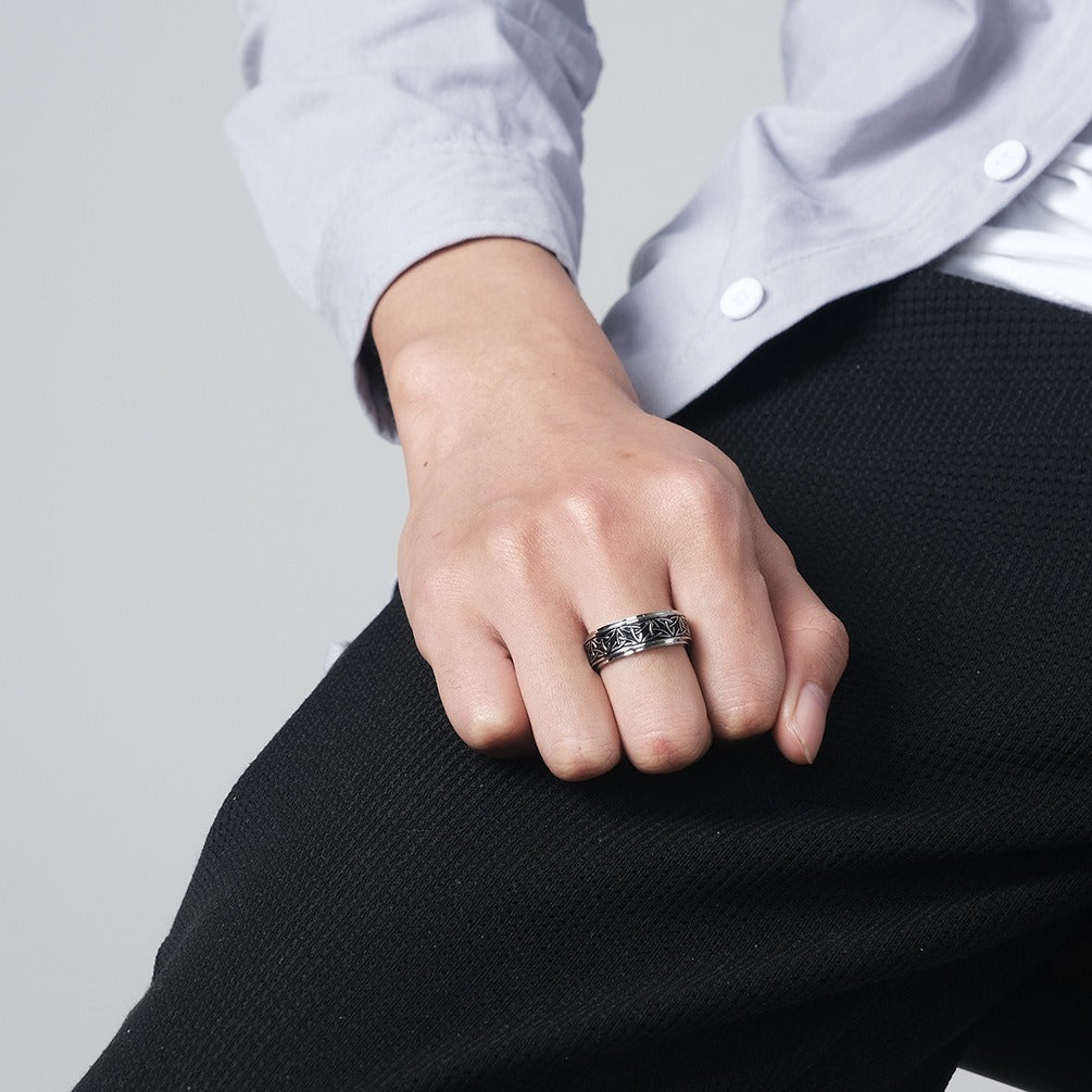 Nordic Viking Triangle Rotatable Titanium Steel Ring