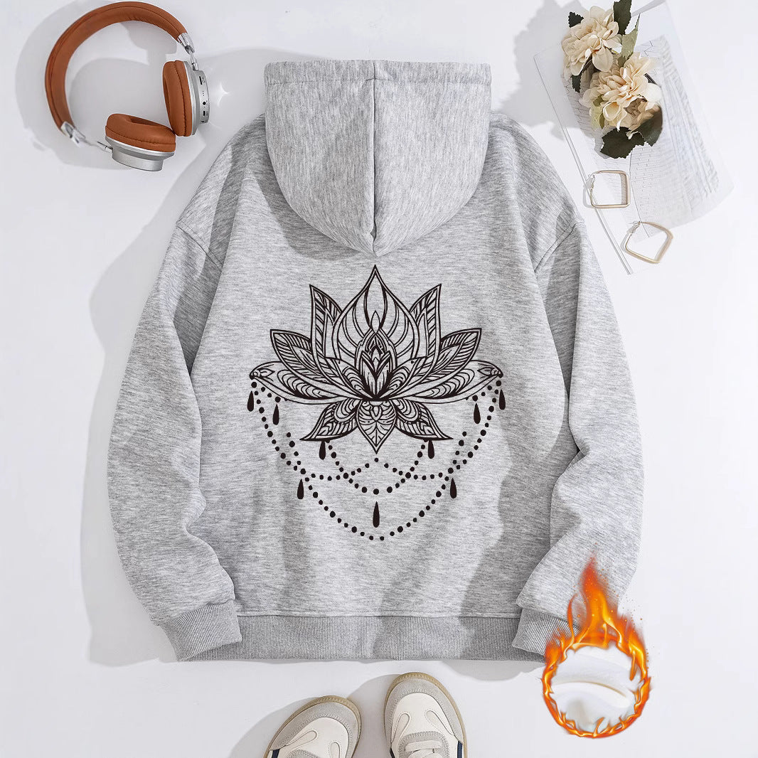 Thick Hoodie with Pattern Print