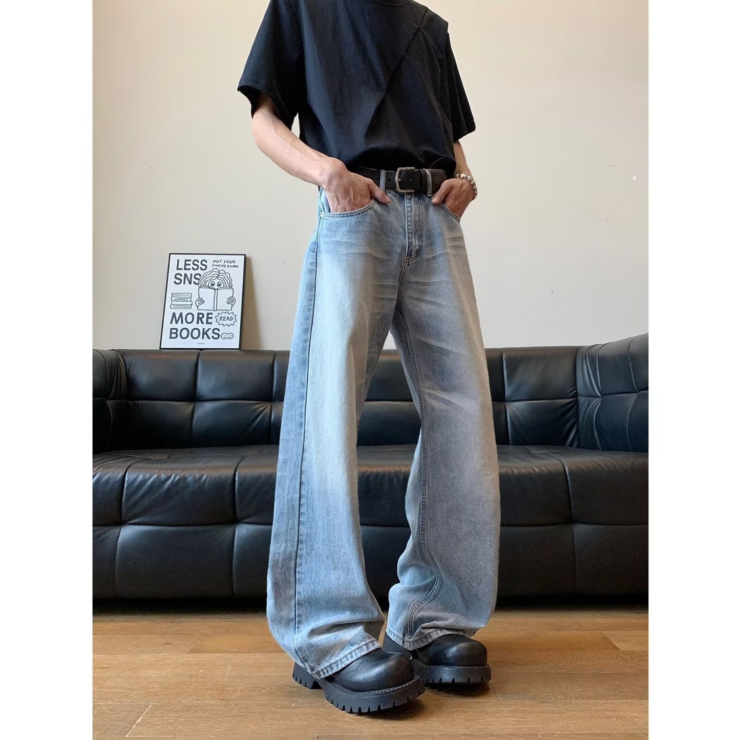 Playful Loose Wide Leg Denim Pants