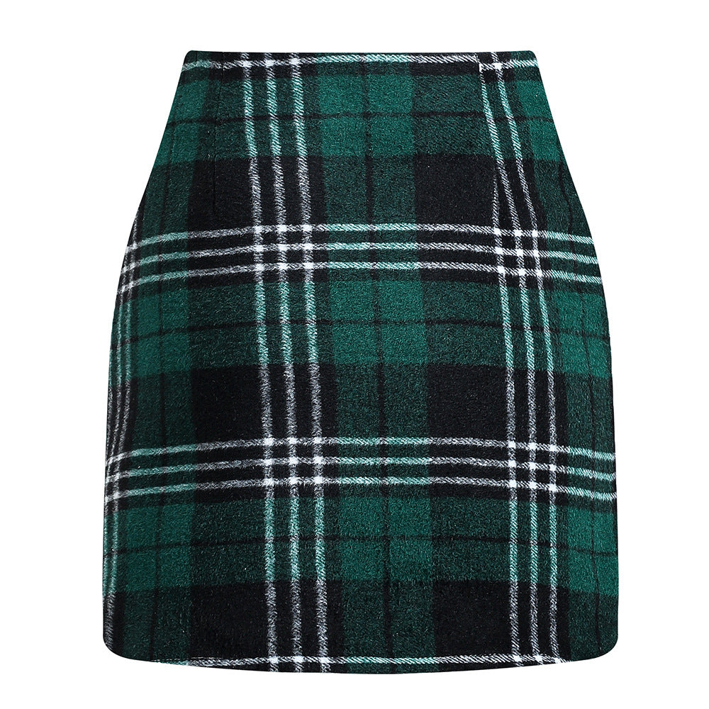 Women's High Waisted Plaid Pencil Skirt - Harajuku Style