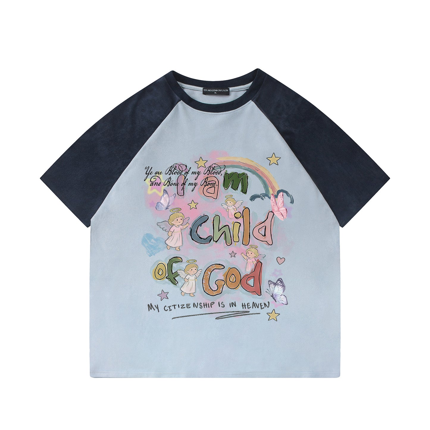 Rainbow Angel Printed Short Sleeve T-Shirt — Harajuku Street Style Loose Fit