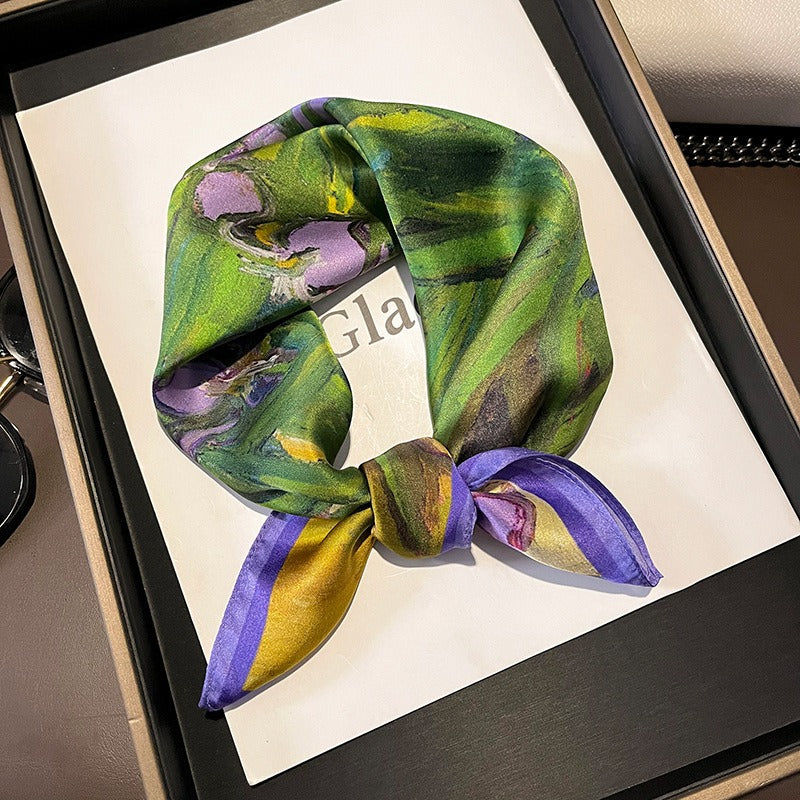 Purple Tulip Silk Scarf - Playful Harajuku Style