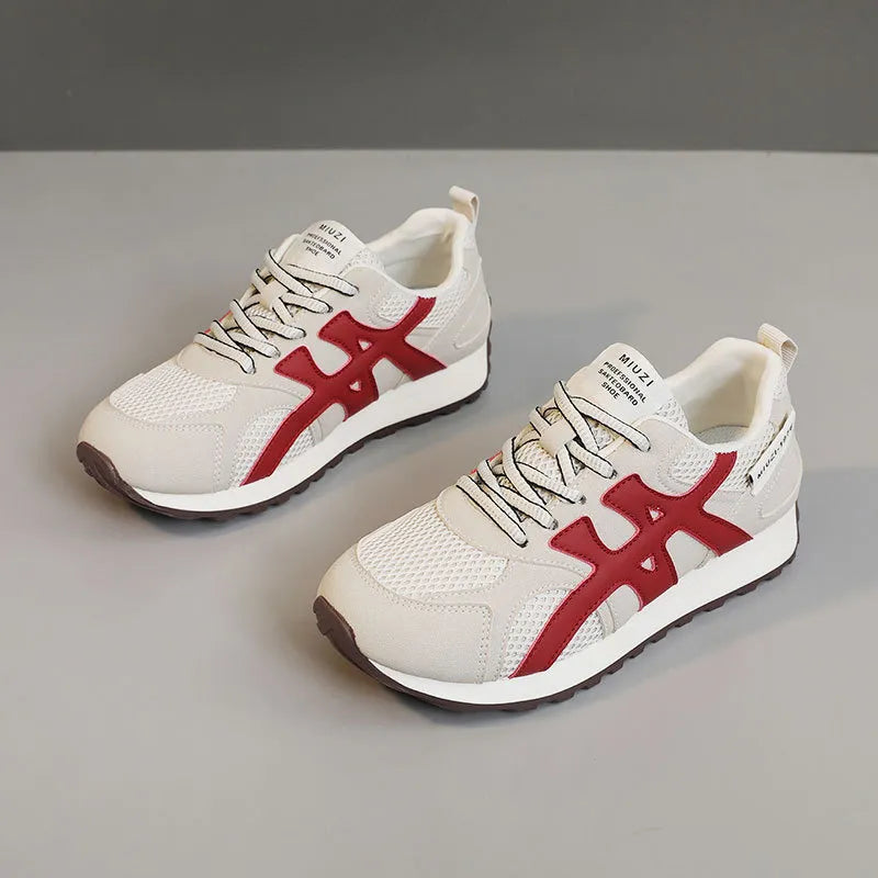 Harajuku Style Contrast Mesh Round Toe Sneakers